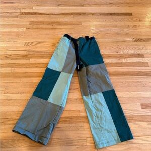 Women’s Petals Patchwork Wide Leg Pants Green Colorblock Size M